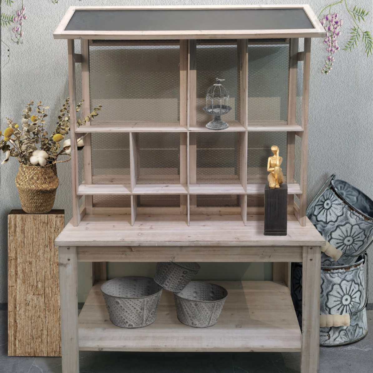 摆地摊复古实木花车花架置物架花店装饰陈列展架多功能复古推车