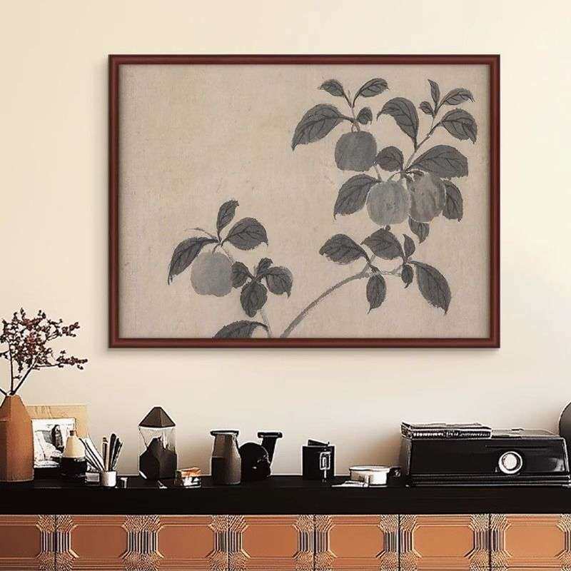 《水墨平安果》法式中古风客厅装饰画新中式复古玄关餐厅卧室挂画