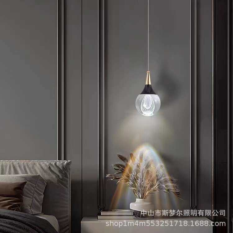 欧式卧室吊灯柔光K9水晶餐厅玄关吊灯吧台小吊灯现代简约床头吊灯