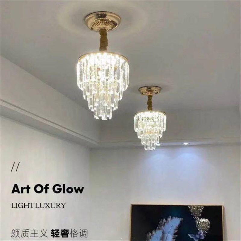 欧式轻奢水晶过道灯走廊卧室灯具入户玄关衣帽间O阳台3色LED吸顶