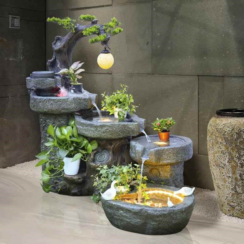 户外阳台养鱼池h造景摆件庭院布置室外成品鱼缸办公室景观院子水