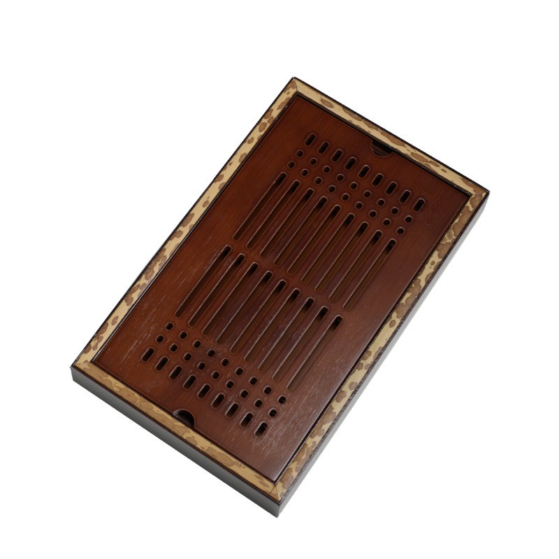 梅妃竹家用竹制茶盘 储水简约日式重竹嵌入式干泡R台 茶具茶道配