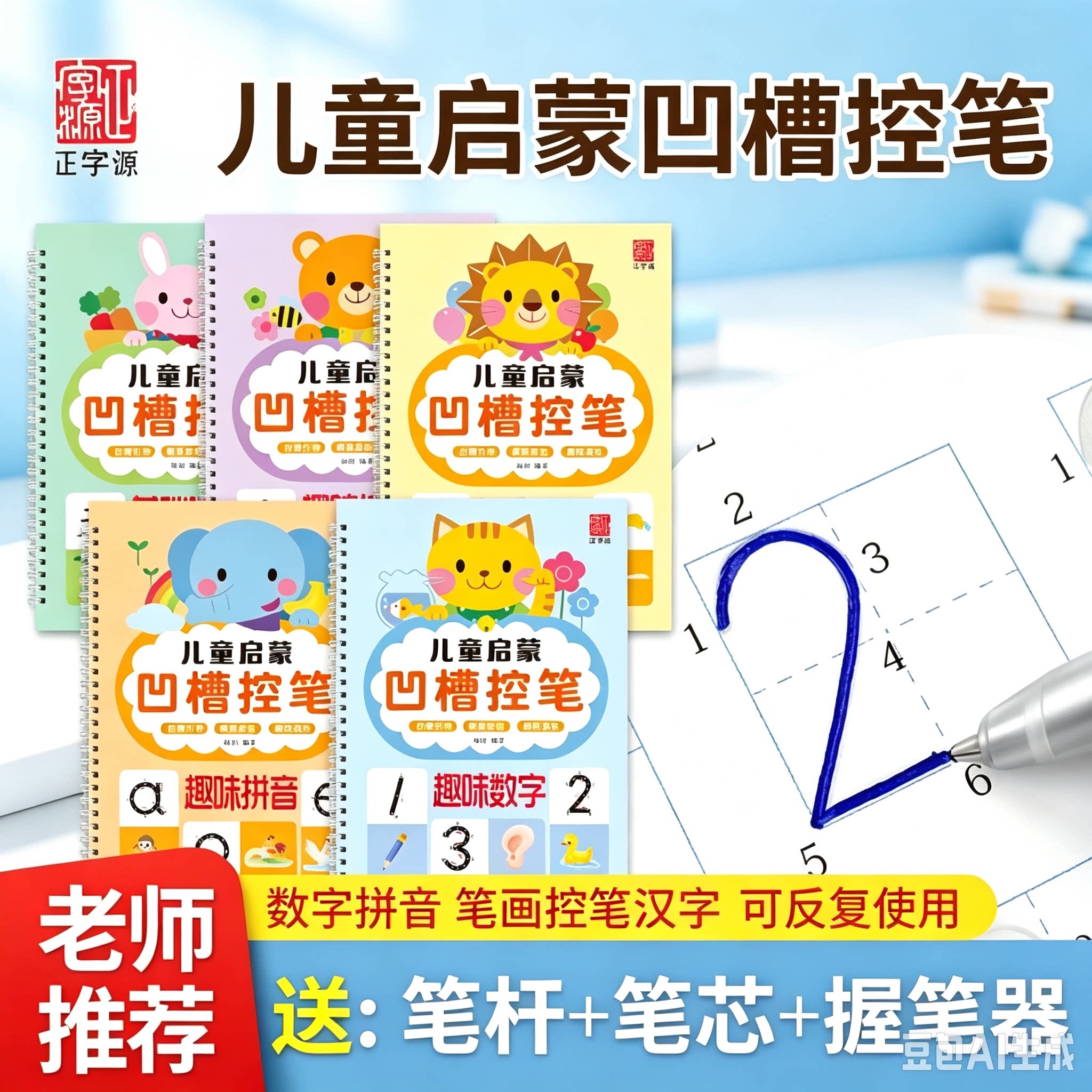 【凹槽控笔】儿童凹槽画本坐标数字拼音笔画练字入门孩子3-6岁wy