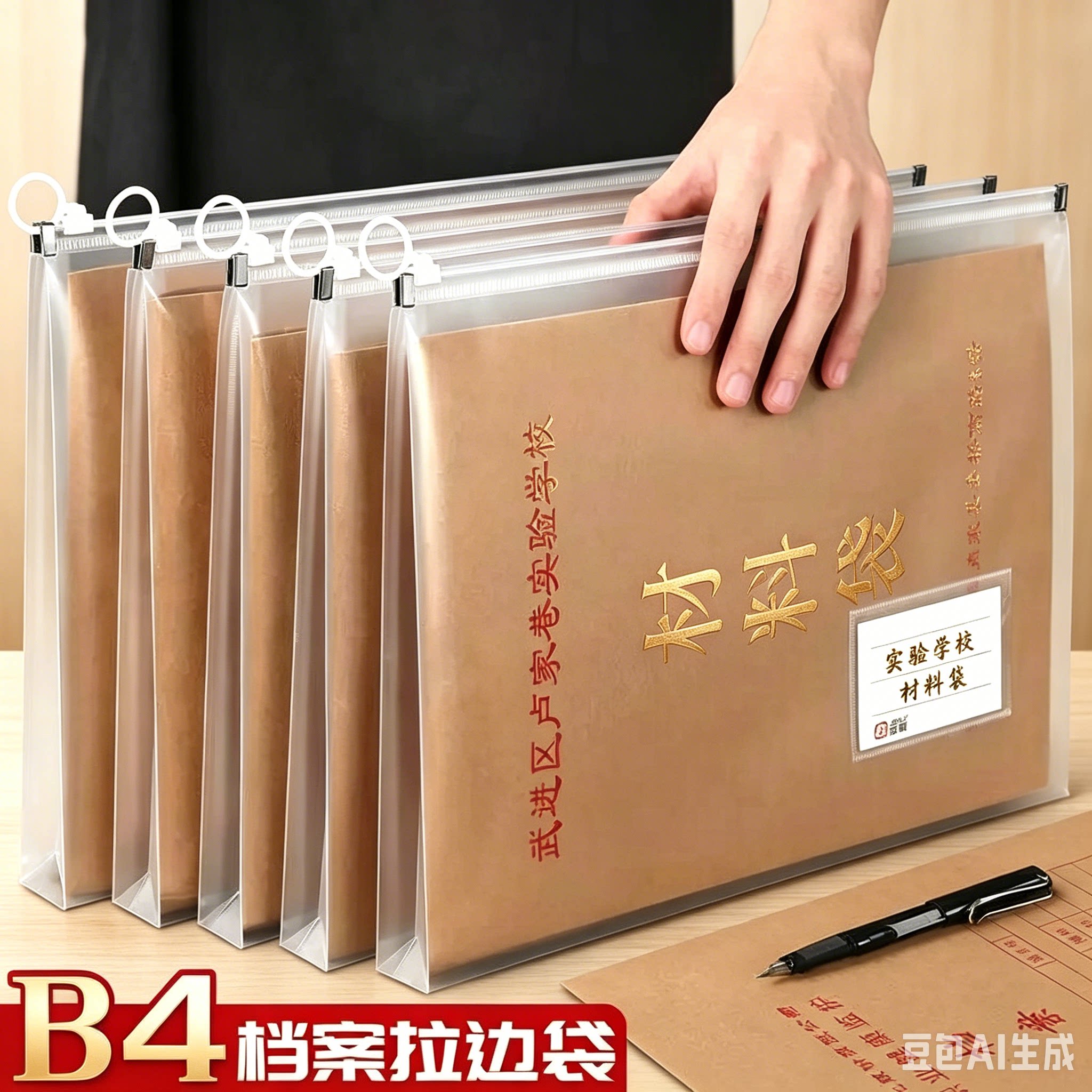 B4档案袋专用收纳手提防水立体文件收纳透明文件袋大容量收纳袋SH