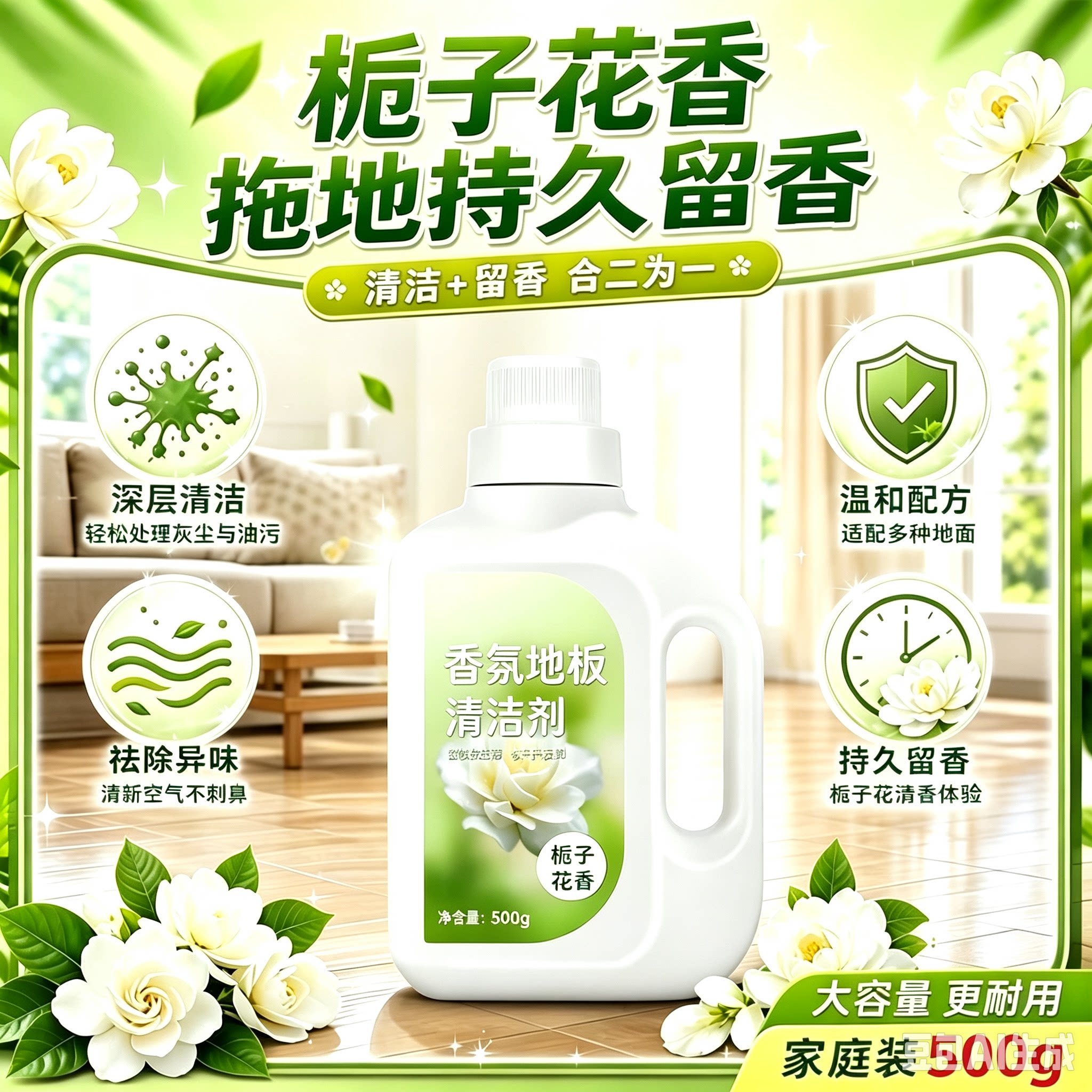 【买一送一】栀子花持久留香地板清洁液瓷砖清洁木地板增亮去污WY