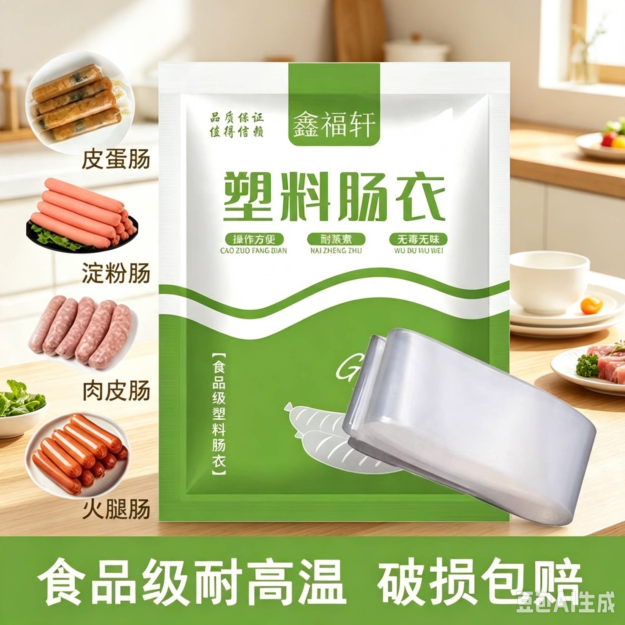 【食品级材质】透明塑料肠衣可灌皮蛋肠鸡蛋肠火腿肠猪皮冻肠衣wy