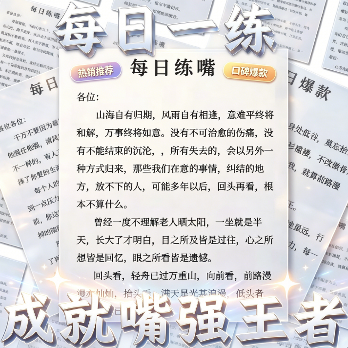 64张大号必读每日读物每日练嘴贴纸画帖提升口才训练贴画便贴SH