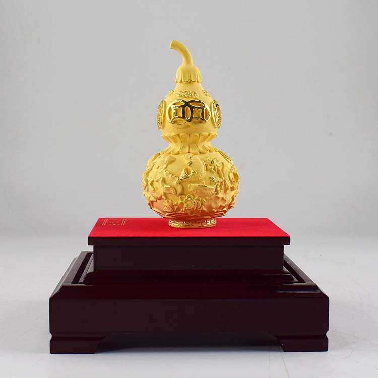 厂家 绒沙金葫芦摆件中式玄关壁柜摆设家居客厅隔断酒柜装饰品