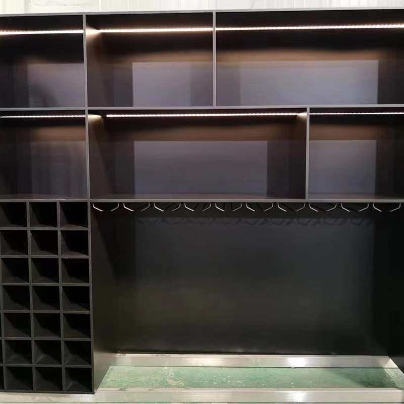 极简不锈钢背光柜钢板柜嵌入式电视壁龛金属开放格装饰展示铝板柜