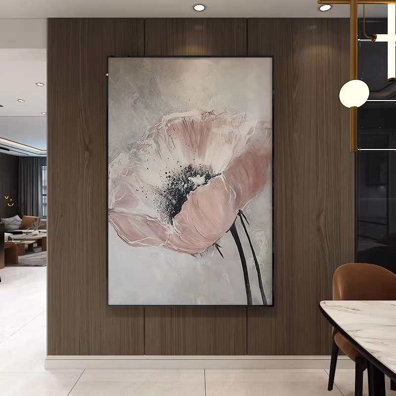 中古风手绘油画现代简约客餐厅玄关花卉装饰挂画