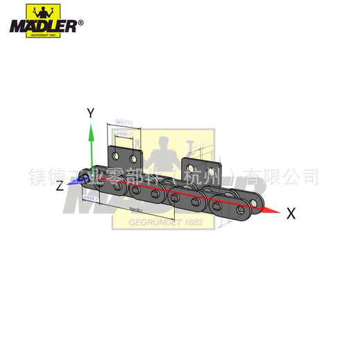 Maedler M2 标准带直板附件滚子传动链, 4 x p