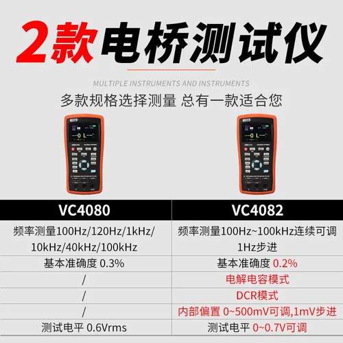 胜利VC4080手持LCR数字电桥仪 精度电阻电容电感表VC4082