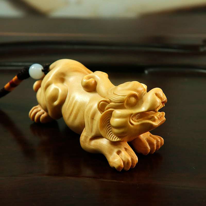 黄杨木雕汽车钥匙挂件手把件工艺品皮丘木质雕刻摆件貔貅