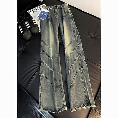 复古蓝褶皱牛仔裤男儿童显
