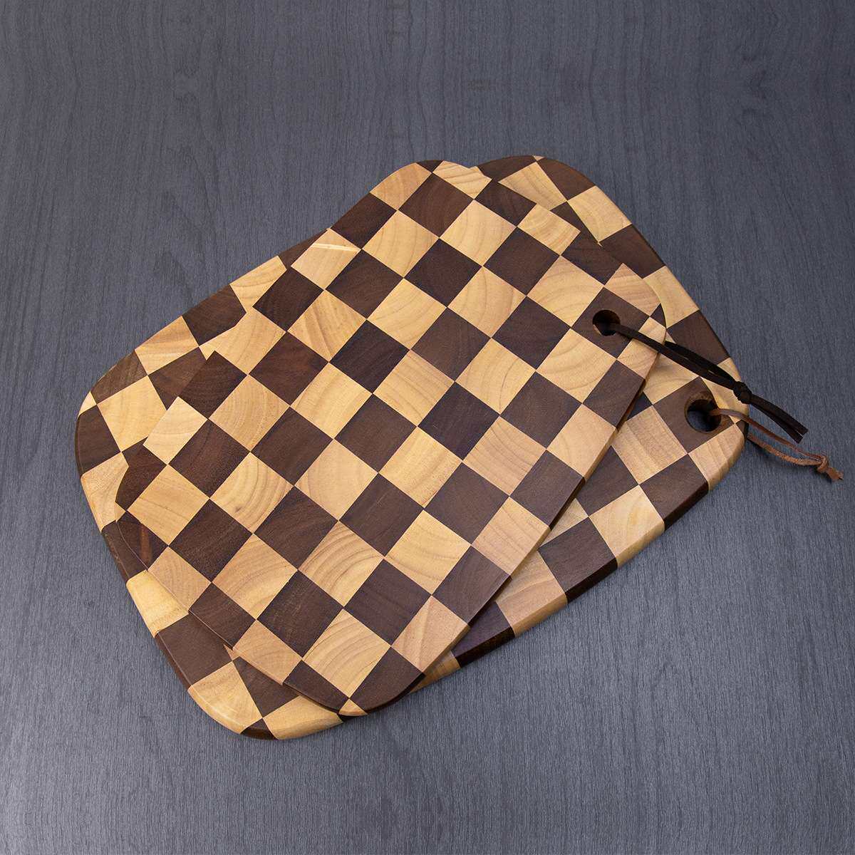 厂家直销家用棋盘格菜板橡胶木网红砧板厨房双面实木拼接案板