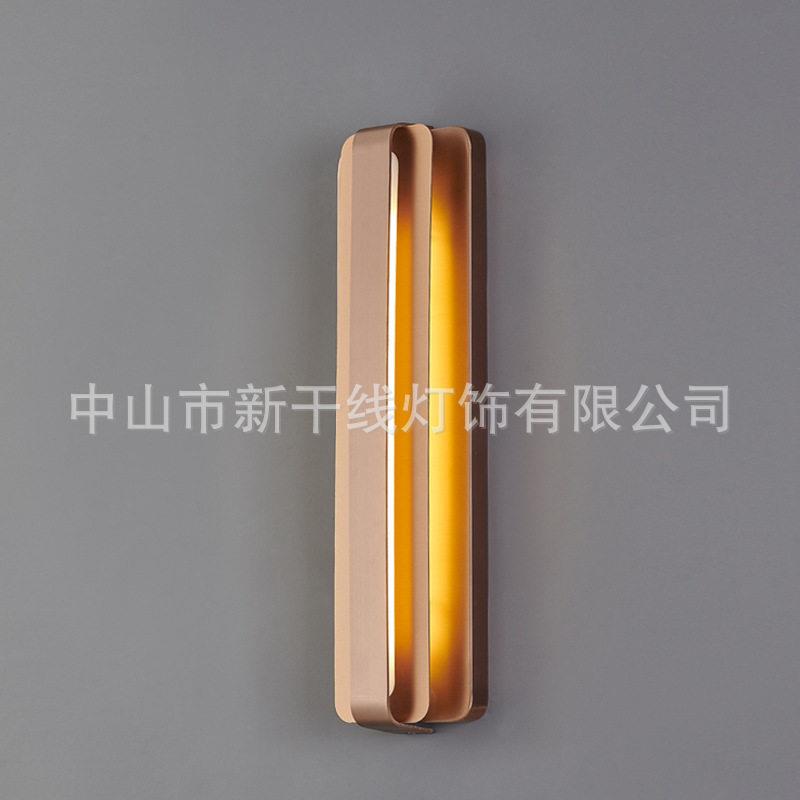 玫瑰金led壁灯极简轻奢室内客厅灯具现简约别墅卧室灯饰中山