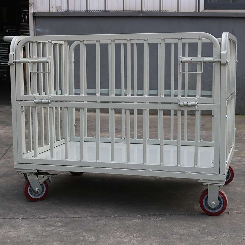 爱尔发金属物流笼车仓库运输带轮折叠周转框手推快递铁框物流台车