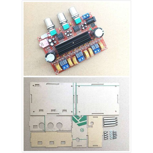 2.1声道数字功放板 12V-24V宽电压 TPA3116D2 2*50W+100带外壳