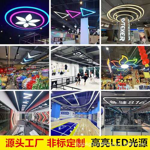 健身房吊灯六边形异形造型灯超市商场办公室led工业风齿轮吊线灯