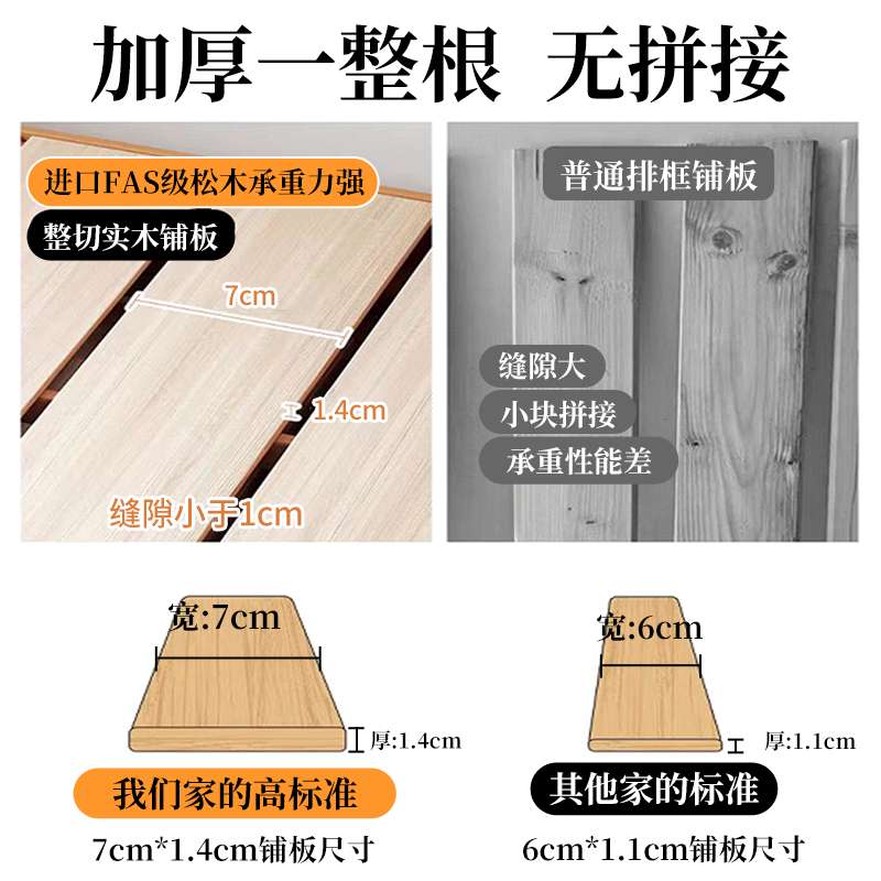 无床头榻榻米实木床抽屉纳气压高箱储物床小户型地台箱体床