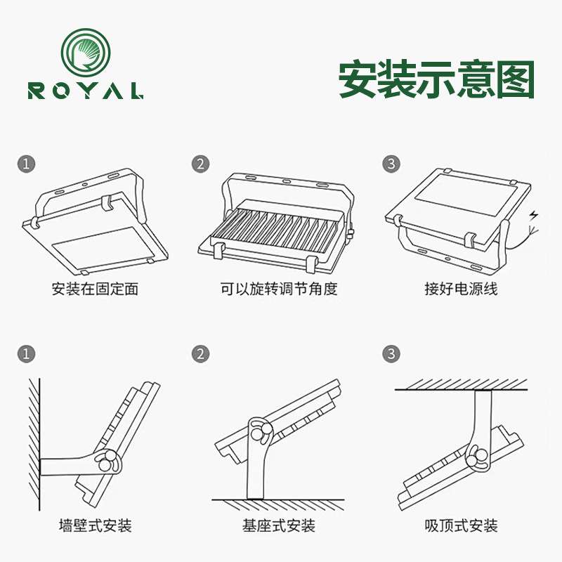 江苏荣亚LED户外高杆壁装防水泛光灯工地厂房照明投光灯智能