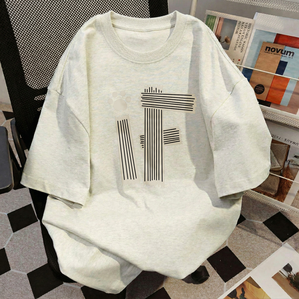 Outisi/欧缇斯运动短袖t恤女2026新款夏季白色纯棉体恤宽松上衣潮