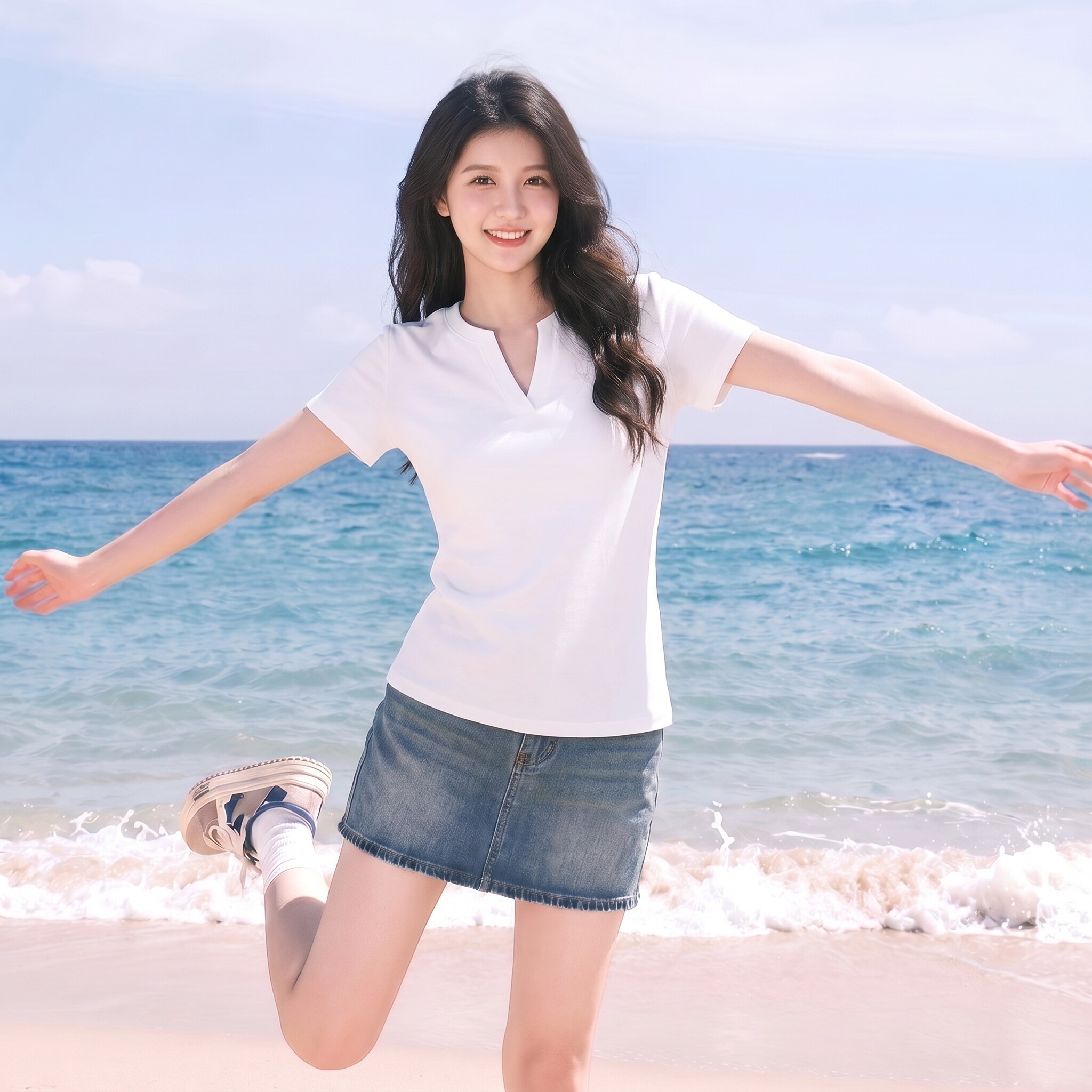 夏季V领短袖纯棉显瘦百搭T恤女