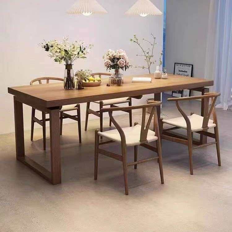 北欧实木餐桌书桌多用白蜡木纹简约餐桌小户型家用书桌长方形餐桌