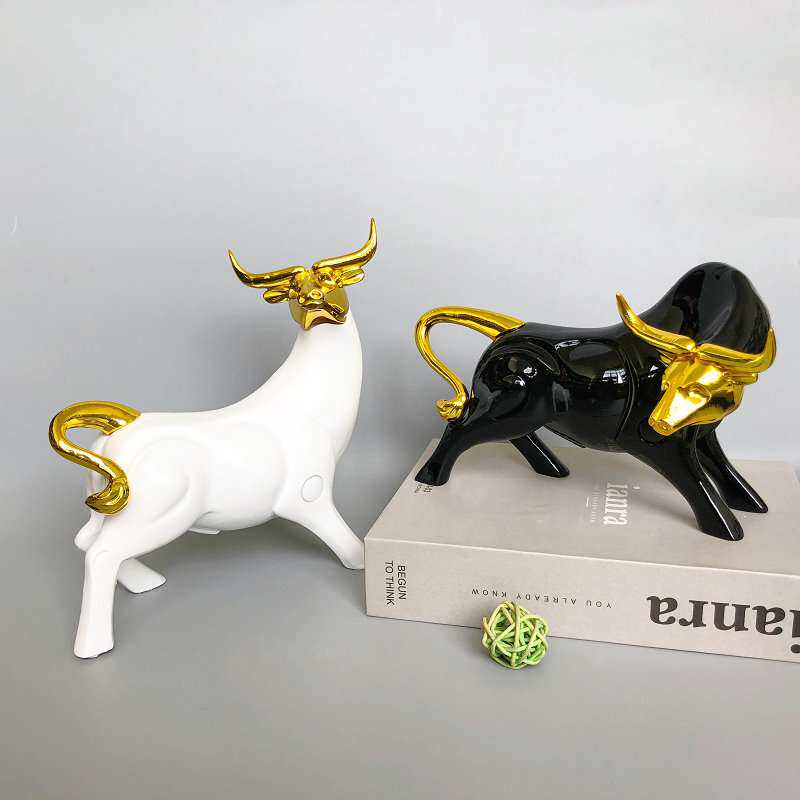 树脂工艺品艺术牛摆件现代简约轻奢风客厅装饰品艺术抽象创意摆件