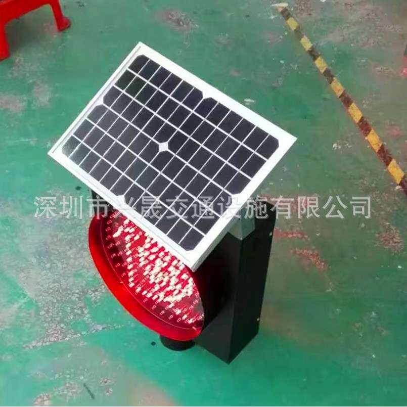 太阳能交通频闪灯 双面黄闪灯 双面交替闪烁灯 2面黄慢灯 直径300