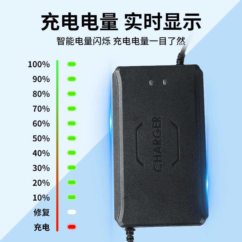 电动三轮车铅酸蓄电池智能充电器48V60V72V58Ah8A足电流足功率