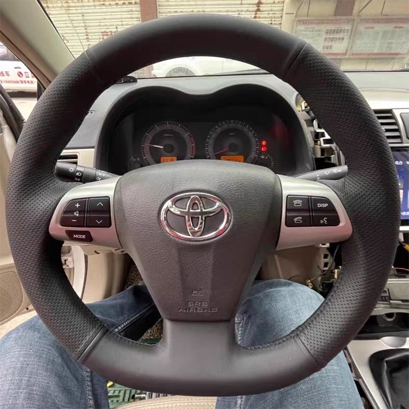 11-12-13年款丰田q老卡罗拉方向盘套真皮D型RAV4荣放把套手缝专用