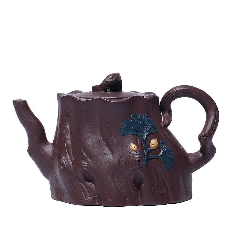 紫砂壶宜兴名家全手工s大容量茶壶 原矿紫茄泥银杏树桩泡茶壶