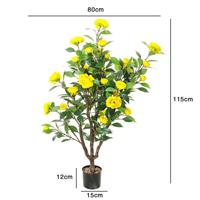 仿真花仿真山茶花盆栽仿真花卉B茶花树装饰盆景仿真花山茶花树