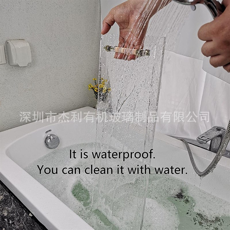 透明亚克力鱼缸托盘金色把手可淋浴好擦洗置物托盘泡澡置物托盘