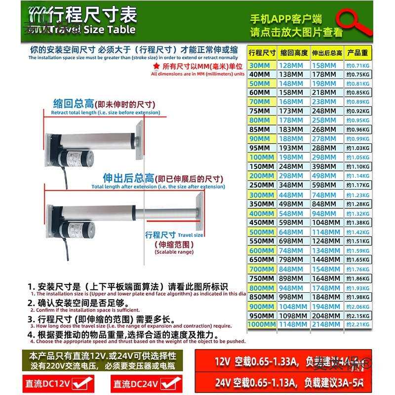 微型电动推杆 小型推杆电机迷你推拉杆液压伸缩杆电动升降麦太保