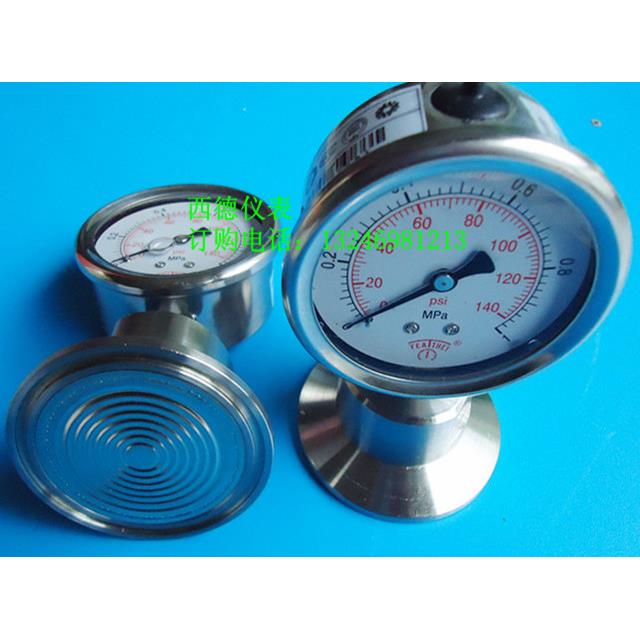 60MM全不锈钢0-1MPA卡箍式卫生型隔膜压力表 全钢快装隔膜压力表