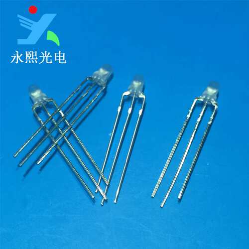 3mm红白双色led灯珠透明发光二极管F3雾状共阳红白灯珠