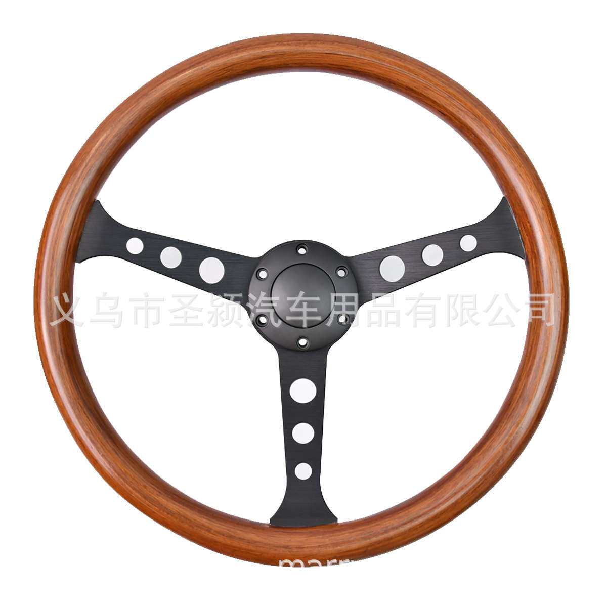 可自定义logo复古实木方向盘改装汽车15寸方向盘380mm