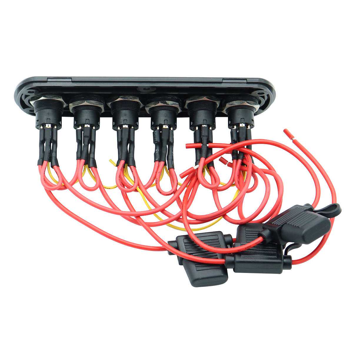 6位按钮炭纤维面板开关12V 20A新款船用游艇房车改装面板开关