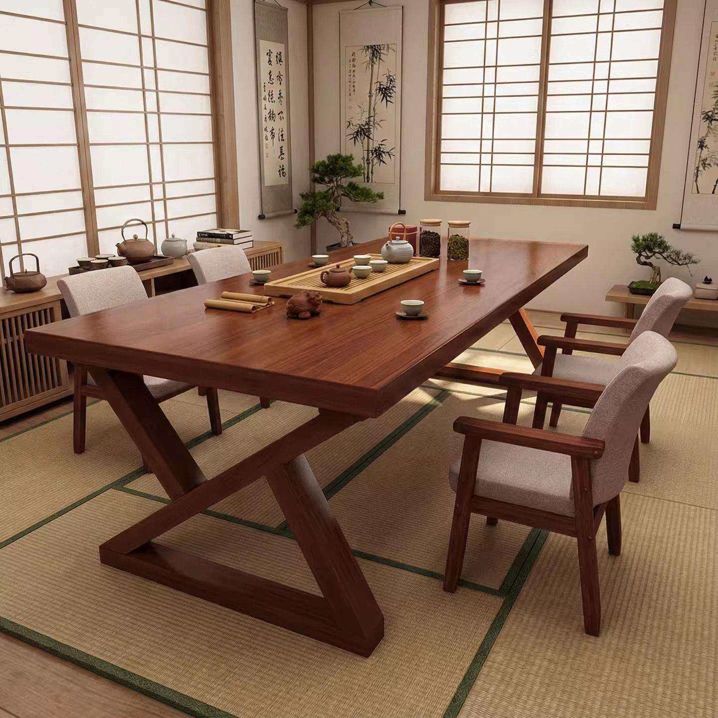 中古风实木茶桌2026新款高端茶室大板茶台新中式原木泡茶桌椅组合