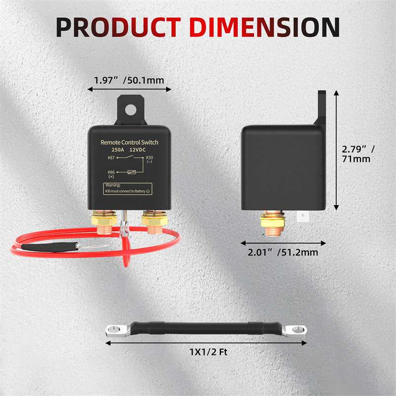 汽车电瓶漏电跑电12V24V250A继电器电源保护车用遥控断电总开关