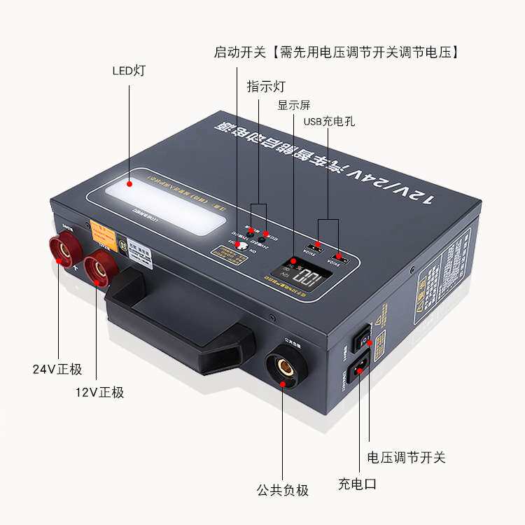 汽车应急启动电源12V24v货车柴汽大容量车载电瓶备用打火电池搭电