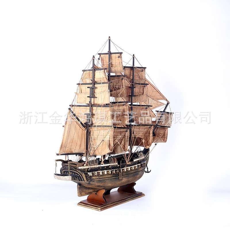 78cm木质仿古帆m船模型 桌面橱窗装饰摆件 手工组装工艺 一帆风顺