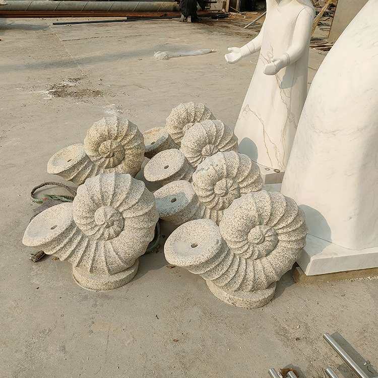 石雕喷水蜗牛黄锈石海螺大理石流水喷泉吐水海螺花岗岩公园雕塑