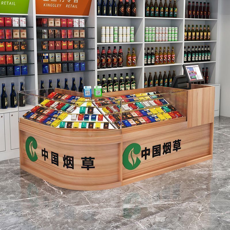 ?小卖店烟柜便利店收银台一体组合香烟展示柜拐角玻璃柜香烟陈列