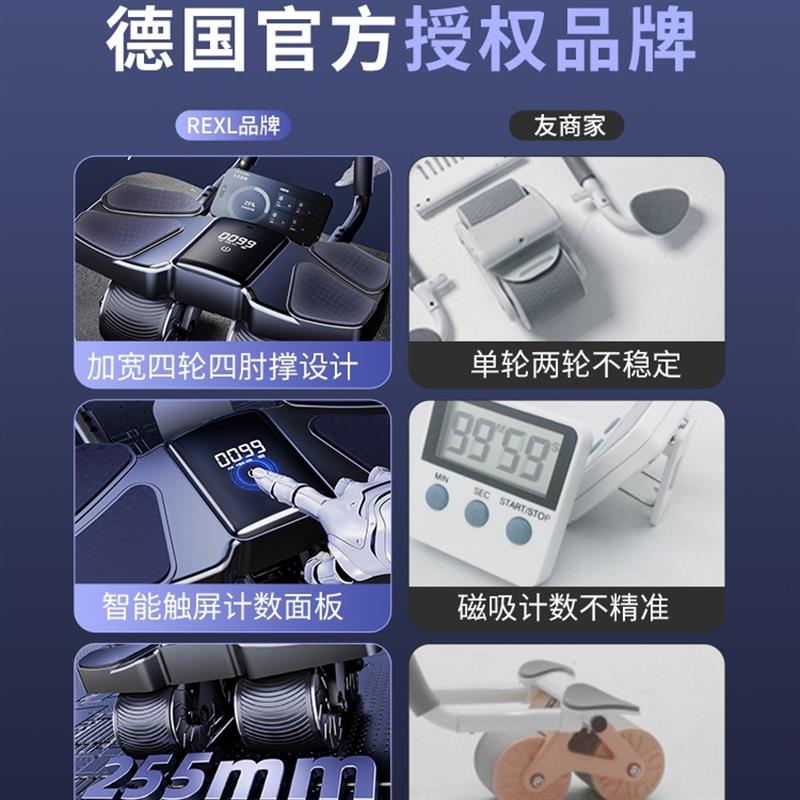 德国-2025新款四轮自动回弹健腹轮男士训练练腹肌卷腹机