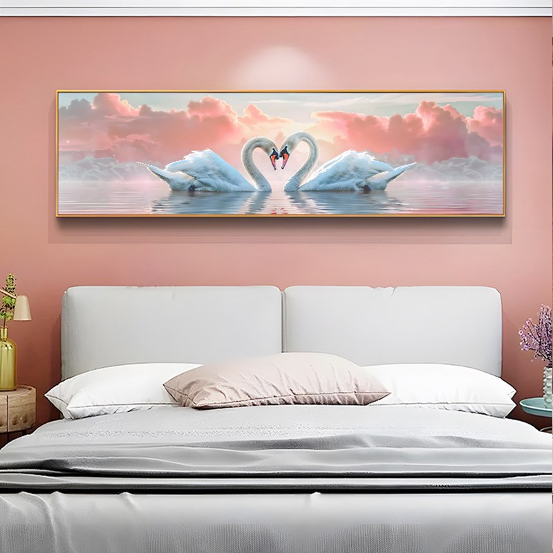 温馨浪漫天鹅卧室k装饰画主卧床头挂画现代简约轻奢高级感房间壁