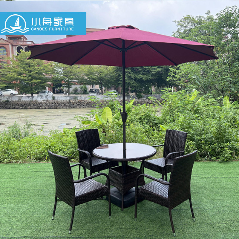 现代简约藤编桌椅户外花园藤椅防水防晒酒店茶几组合室外编藤桌椅