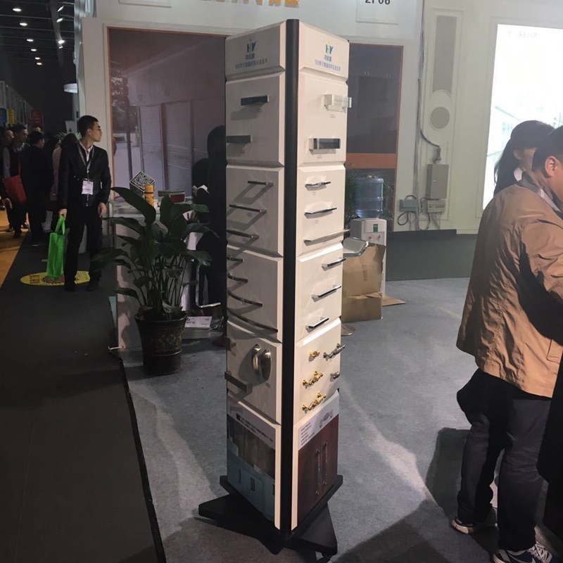 智能锁参展旋转展架 铝合t金边框拆装式高档展示架 三角形移动架